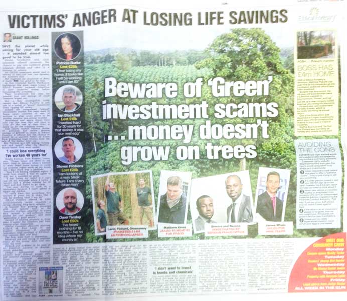 The double page spread that appeared in the Sun newspaper.